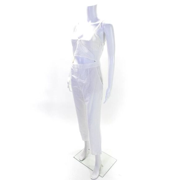 3x1 NYC Womens V-Neck Spaghetti Straps Cutout Straight Leg Jumpsuit Cream Size M - Picture 2 of 6